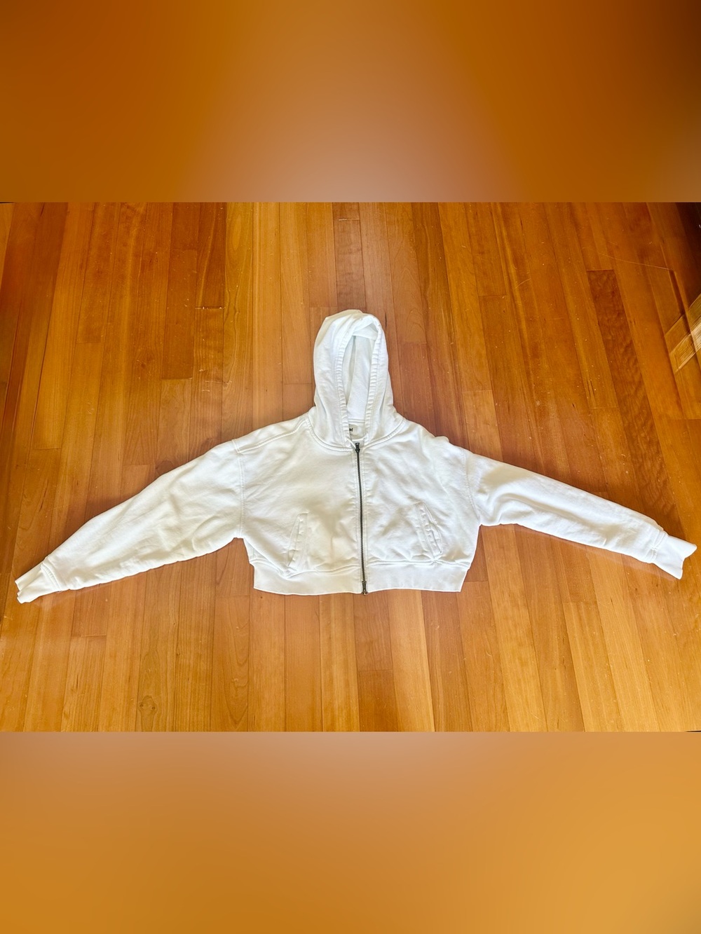 Elwood White Cropped Zip-Up Hoodie - Picture 2 of 9